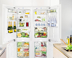 встраиваемые холодильники Side by Side 